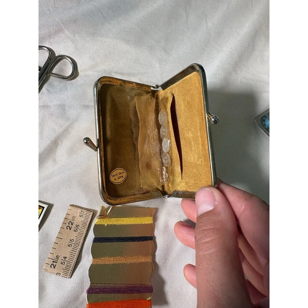 Vintage Small Faux Gold Purse Emergency Sewing Kit for Repairs